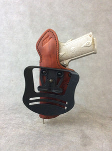 1911 OWB Commander Size Custom Leather Paddle Holster w/Sweat Shield