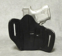 Glock 26 (with Crimson Trace) Two Slot Pancake Leather Holster - Black