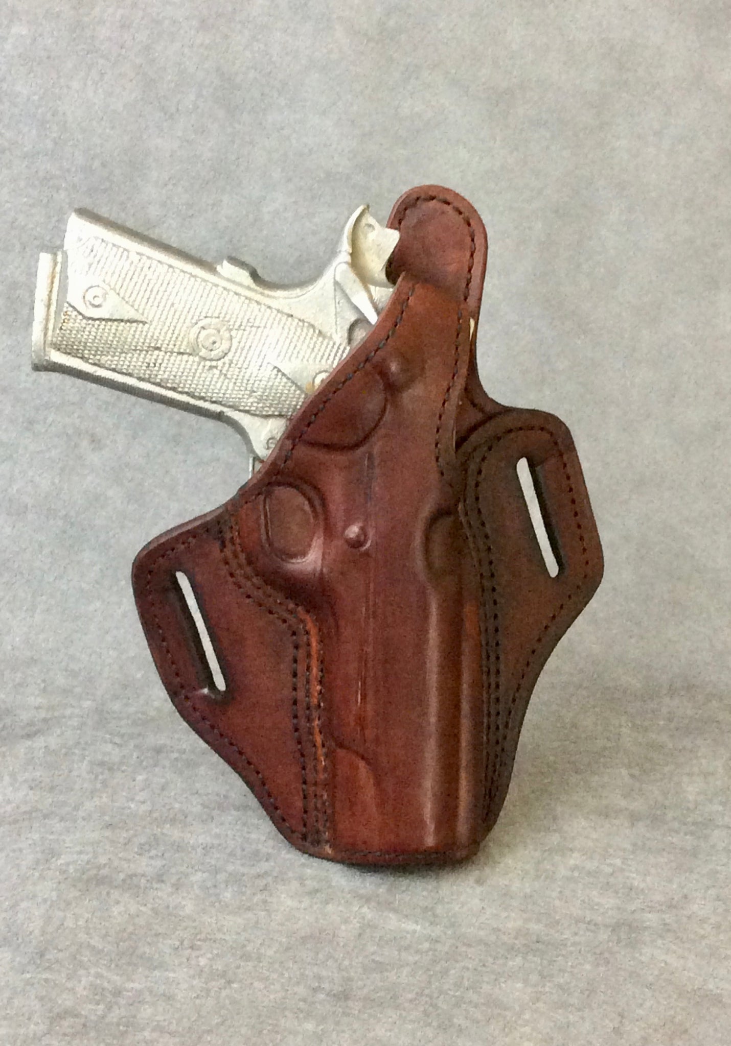 Leather OWB Holster For 1911 5” Rail – Thumb Break & Mag Pouch Combo – Brown Leather